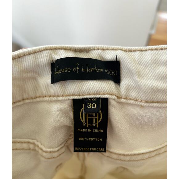 House of Harlow 1960 Cream White Straight Leg Split Hem Jeans - Picture 6 of 7